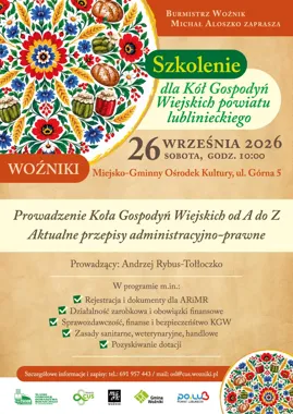 Bezpłatne szkolenie dla Kół Gospodyń Wiejskich z powiatu lublinieckiego